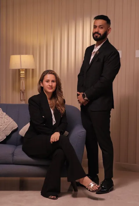 Etienne Marques and Ruchi Nayak, leaders of The Catalyst, during a professional portrait session.