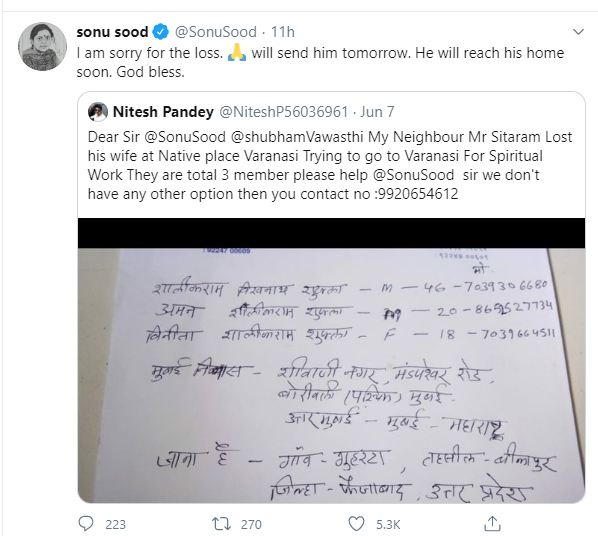 Son died in Varanasi, trapped in Mumbai, Sonu Sood came forward to help