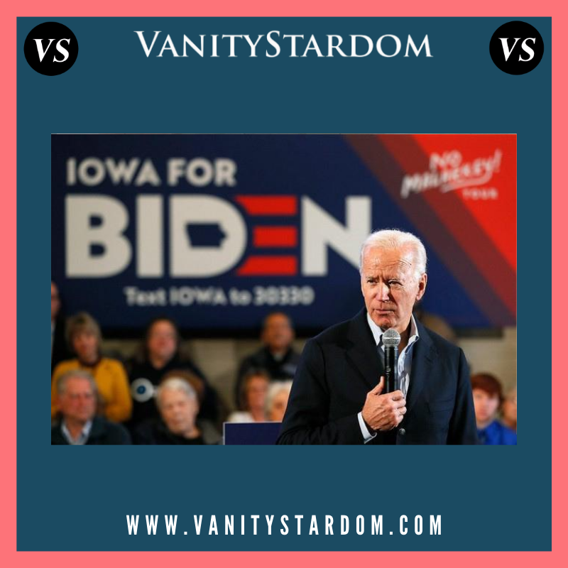 Democratic presidential candidate former Vice President Joe Biden speaks to local residents during a bus tour stop, in Mason City, Iowa.