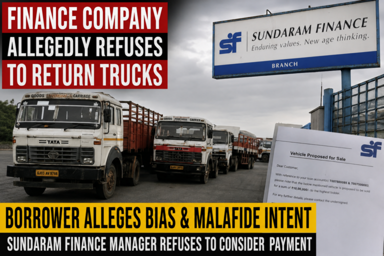 Vinod Enterprises Raises Concerns Over Alleged Vehicle Repossession and Proposed Sale by Sundaram Finance