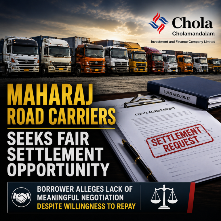 Maharaj Road Carriers Alleges Lack of Fair Settlement Opportunity as Borrower Seeks Release of Financed Vehicles