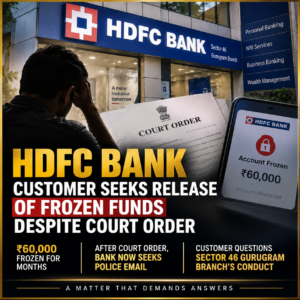 HDFC Bank Customer Questions Continued Freeze Despite Court Order, Raises Serious Questions Over Sector 46 Branch’s Conduct